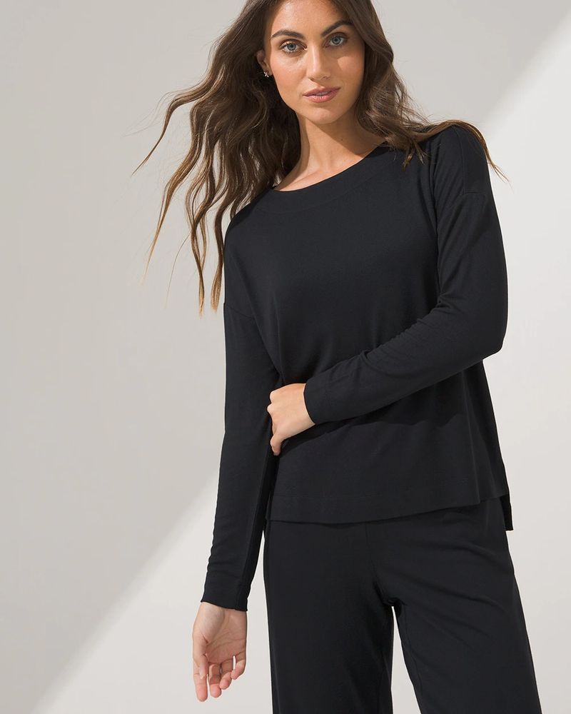 Soma Cool Nights + Days Long Sleeve Pajama Top, Black, Size XS