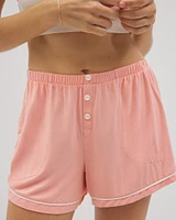 Cool Nights Solid Piped Pajama Shorts