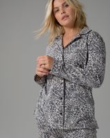 Soma Embraceable Long Sleeve Notch Collar Pajama Top, Gray, size XL