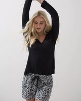 Soma Cool Nights Long Sleeve Pajama Top, Black, Size XS