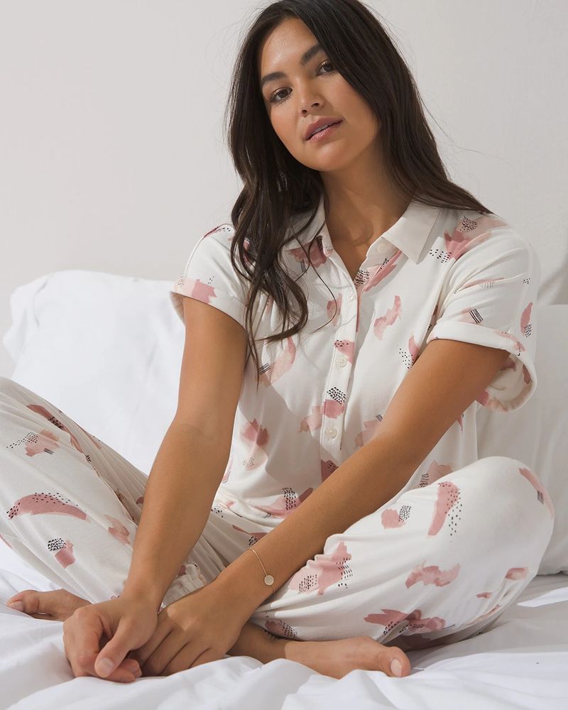 Soma Cool Nights Modern Sleep Tee, Red, size S, Christmas Pajamas
