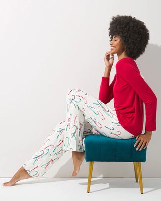 Soma Cool Nights Long Sleeve Pajama Set, Ivory, size by Soma