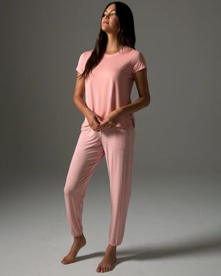 Soma Cool Nights Pajama T-Shirt & Jogger Pants Set, Pink, size XXL