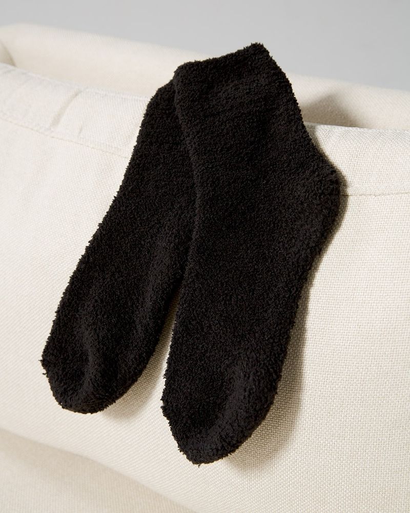 Soma Fuzzy Socks, Black, size One Size