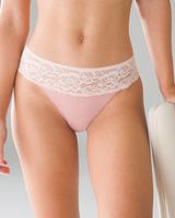 Soma Vanishing Edge Microfiber with Lace High Leg, WHISPER BLUSH