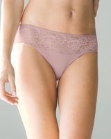 Soma Vanishing Edge Microfiber with Lace Hipster, French Mauve