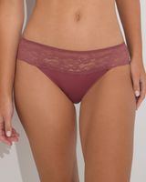 Soma Vanishing Edge Microfiber with Lace Hipster, Purple