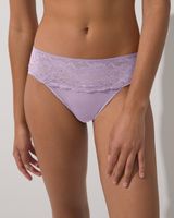 Soma Vanishing Edge Microfiber with Lace Hipster, Purple