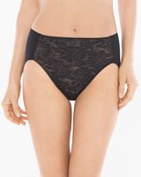 Soma Vanishing Tummy Floral Lace High Leg Brief, Black/Warm Amber