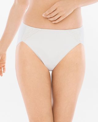 Soma Vanishing Tummy High-Leg Shaping Brief Underwear with Lace, White/Ivory