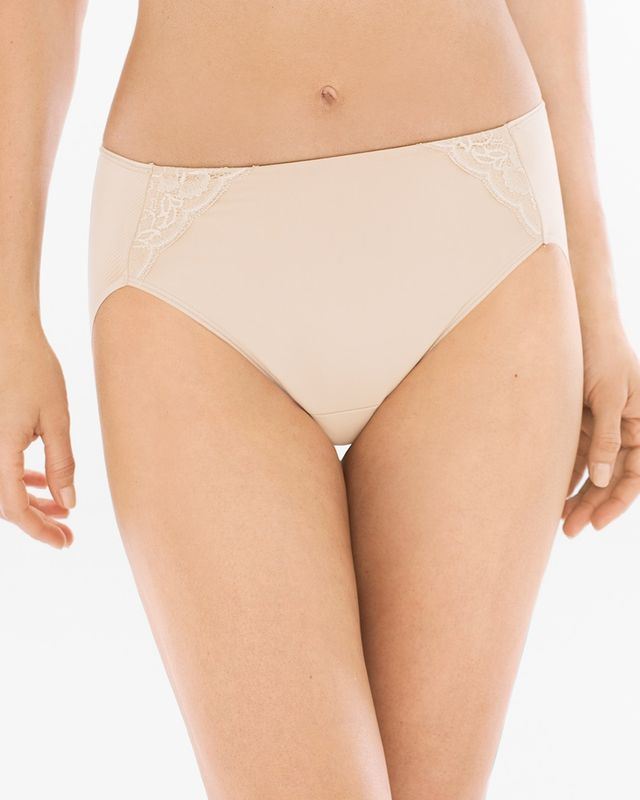 Soma Vanishing Tummy High-Leg Brief with Lace, Pale Sand