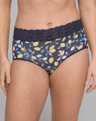 Soma Embraceable Super Soft Brief, Lemons Mini Navy, Size S