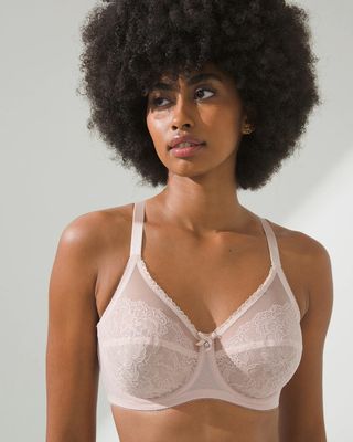 Wacoal Retro Chic Full Figure Unlined Lace Underwire Bra, Rose Dust, Size 40D, from Soma
