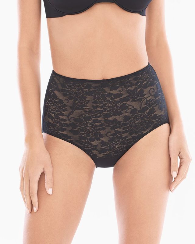 Soma Vanishing Tummy with Lace Modern Shaping Brief Underwear, Black