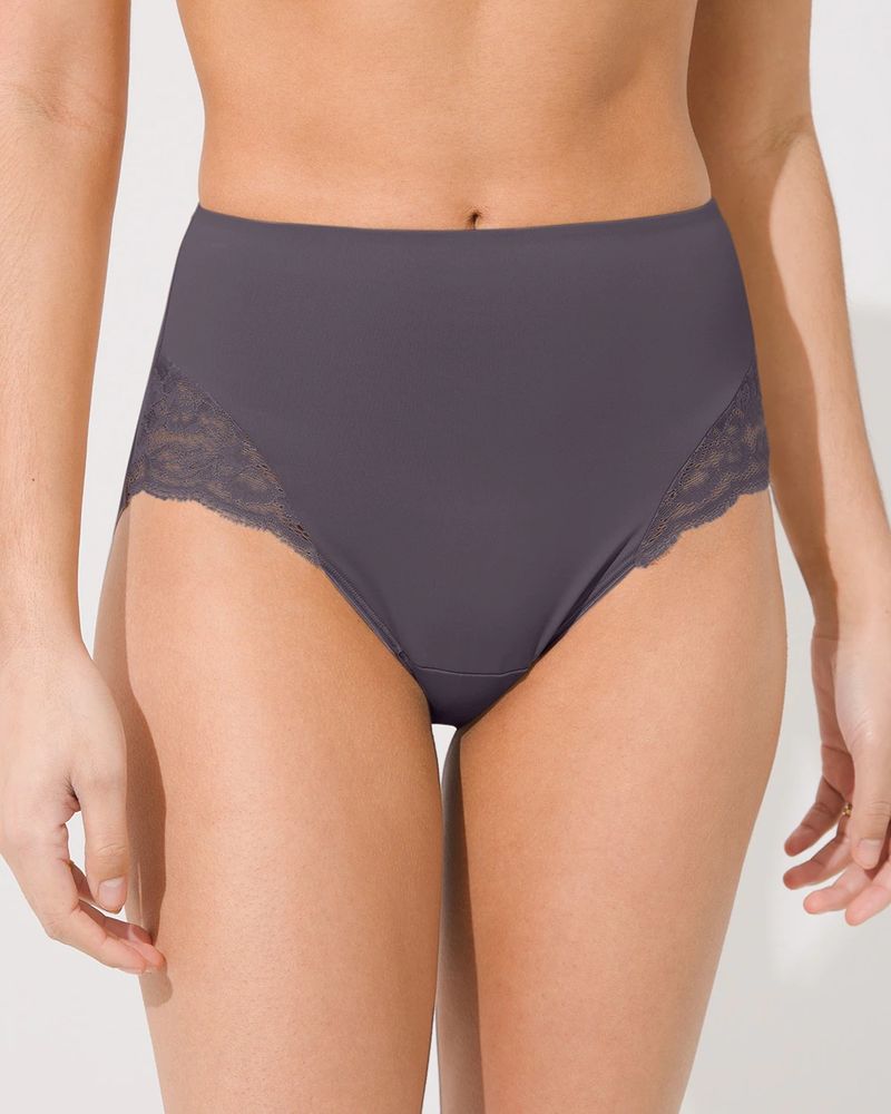 Yummie Seamless Lace Brief, Black, Size S/M, from Soma