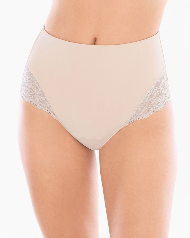 Soma Vanishing Tummy High-Leg Shaping Brief with Lace, Gray