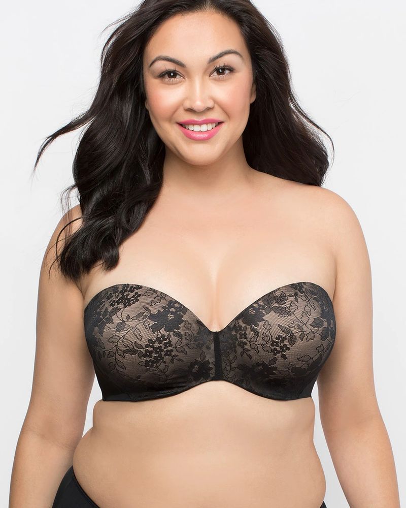 Curvy Couture Tulip Lace Push Up Bra, Black, Size 46G, from Soma