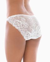 Soma Vanishing Edge Lace Back Bikini Underwear, White/Ivory, size XS