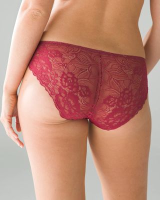 Soma Vanishing Edge Lace Back Hipster, RED BEAUTY, Size S