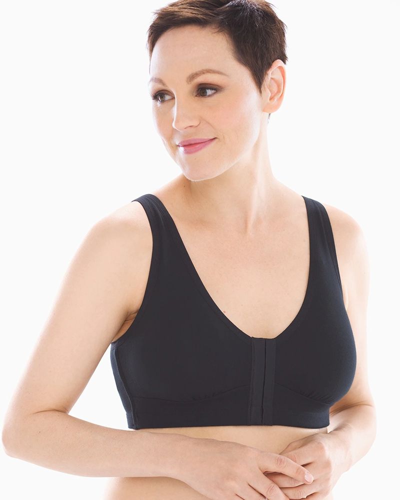AnaOno Pocketed Front Closure Post Surgery Bra, Black, Size S, from Soma