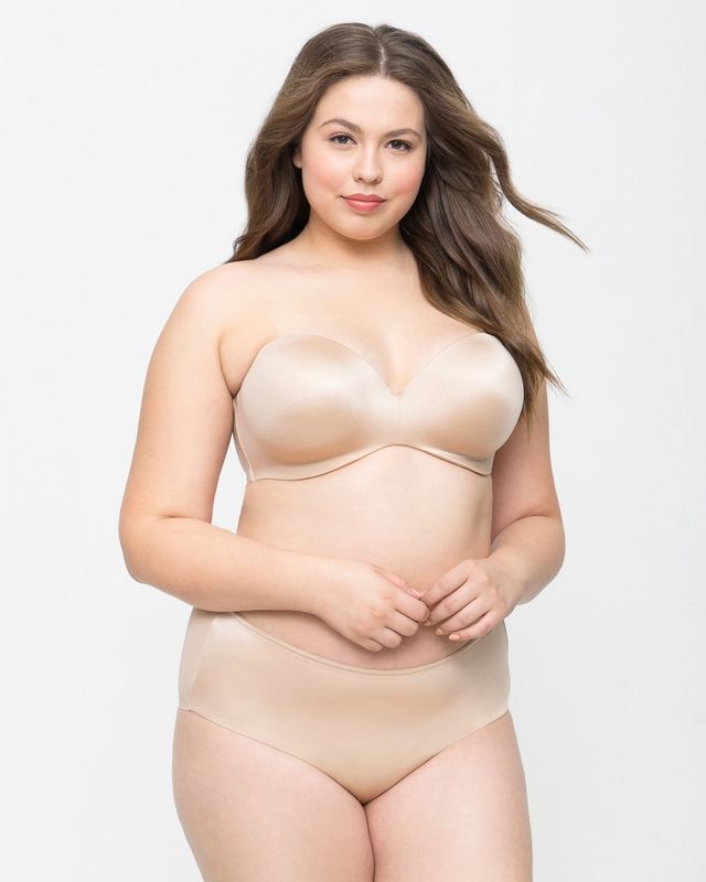 Curvy Couture Smooth Strapless Multiway Bra, Bombshell Nude, Size 42H, from  Soma