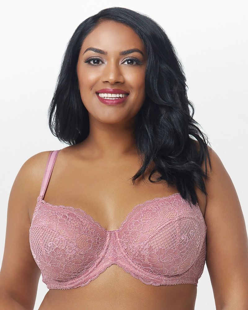 Curvy Couture Beautiful Bliss Lace Unlined Bra, Blush Pink, Size