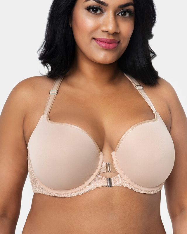 Curvy Couture Beautiful Bliss Lace Unlined Bra, Blush Pink, Size
