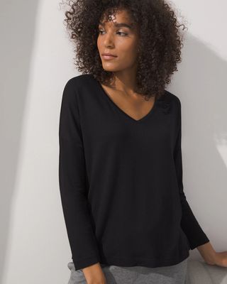 Soma SomaWKND™ Terry Long Sleeve Top, Black, Size XS