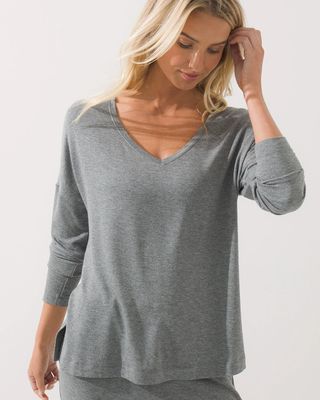 Soma SomaWKND™ Terry Long Sleeve Top, Heather Graphite, Size XS