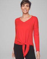 Soma Long Sleeve Tie Front Sweater, Red
