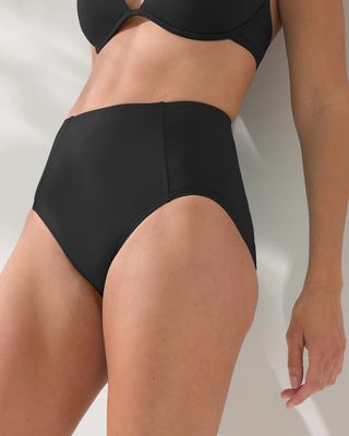 Coco Reef Garnet Contours Keepsake High-Waist Bikini Swim Bottom, Black, Size XL, from Soma