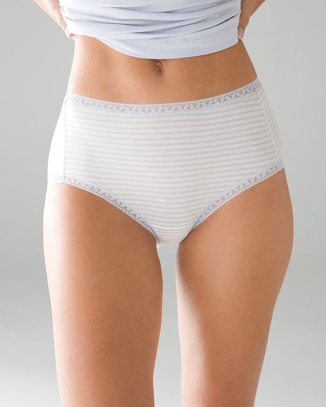 Soma Cotton Modal High-Leg Brief Underwear, White/Ivory