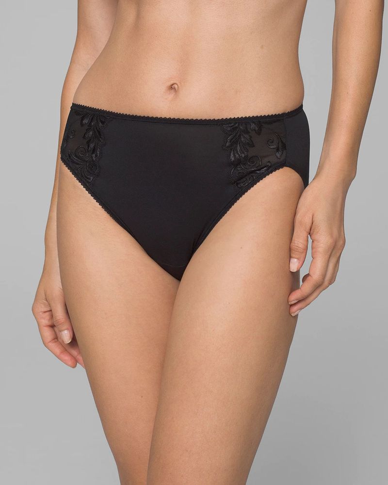 Soma Vanishing Tummy High-Leg Shaping Brief with Lace, Black, size L