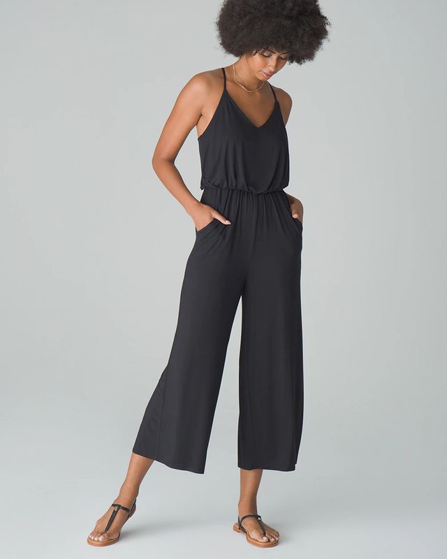 Soma Soft Jersey Spaghetti Strap Jumpsuit, Black