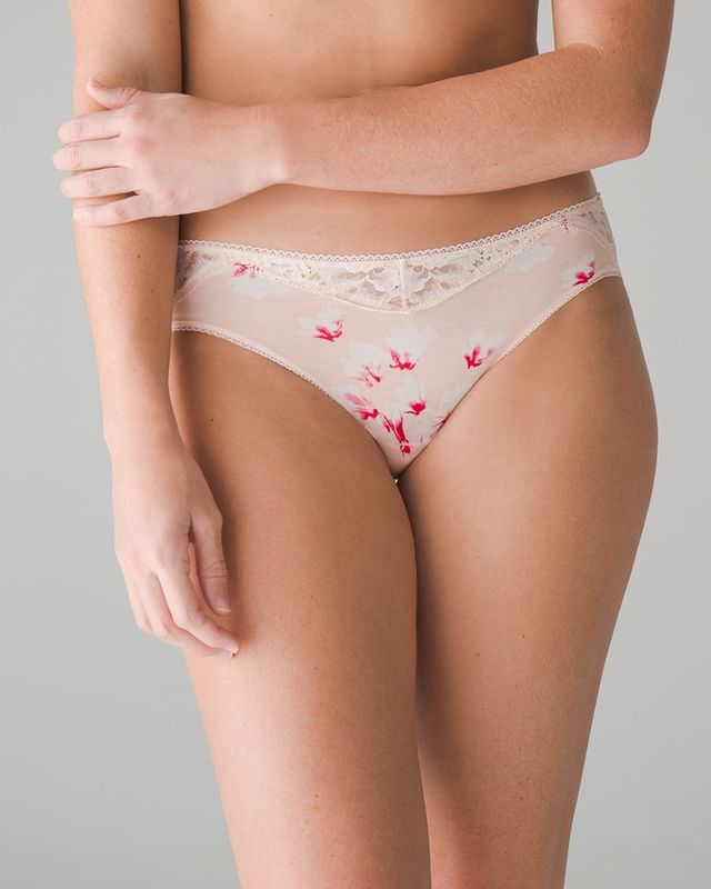 Soma Embraceable Signature Lace Hipster, RAINING FLORAL MINI PINK