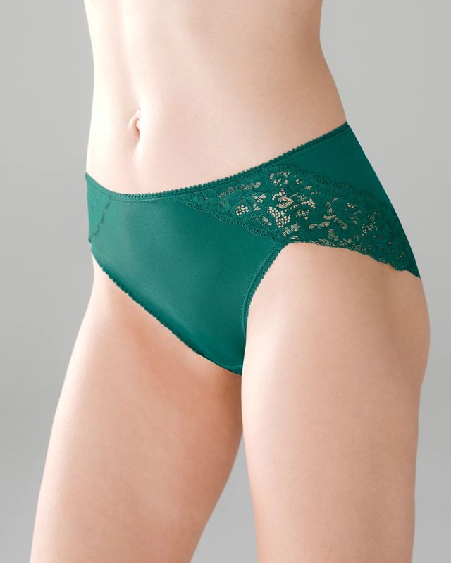 Soma Embraceable Signature Lace High-Leg Brief, RIVER TEAL, Size S