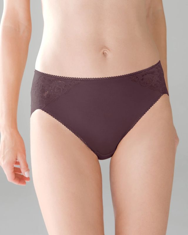 Soma Women's Embraceable Lace High-leg Brief Underwear In Ivory Size Medium