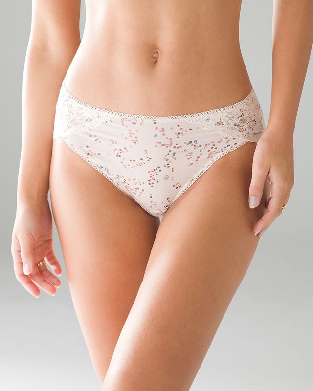 Soma Women's Embraceable Lace High-leg Brief Underwear In Ivory Size Medium
