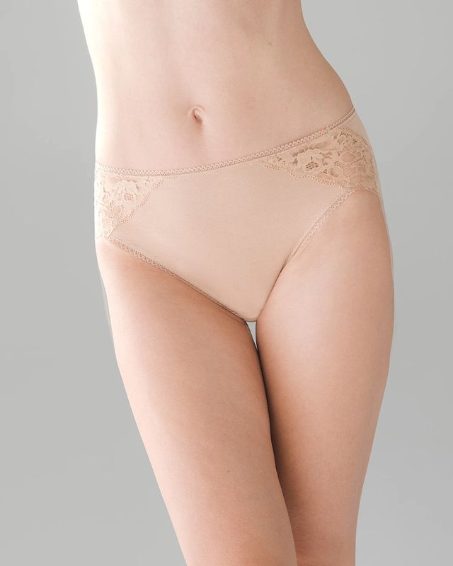 Soma Vanishing Tummy Floral Lace Modern Brief, Nude, size S