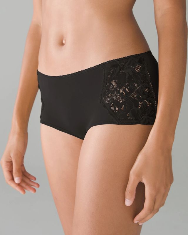 Soma Embraceable Signature Lace Boyshort, Black, Size XXL