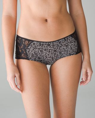 Soma Embraceable Signature Lace Boyshort, LOVE NOTE MINI BLACK, Size M