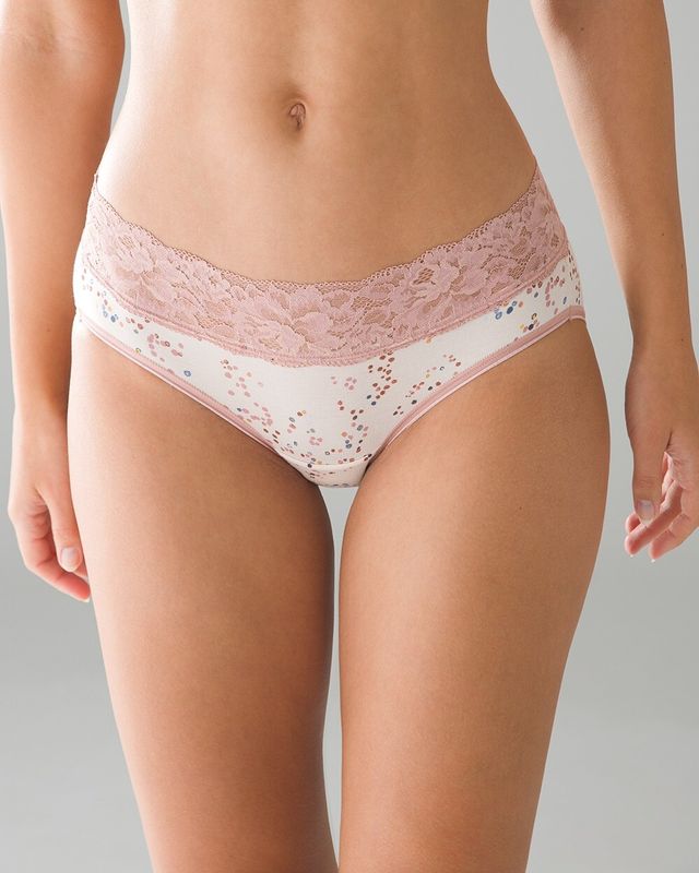 Soma Embraceable Super Soft Signature Lace Hipster, MISTED DOT MINI PINK  TINT, Size XL