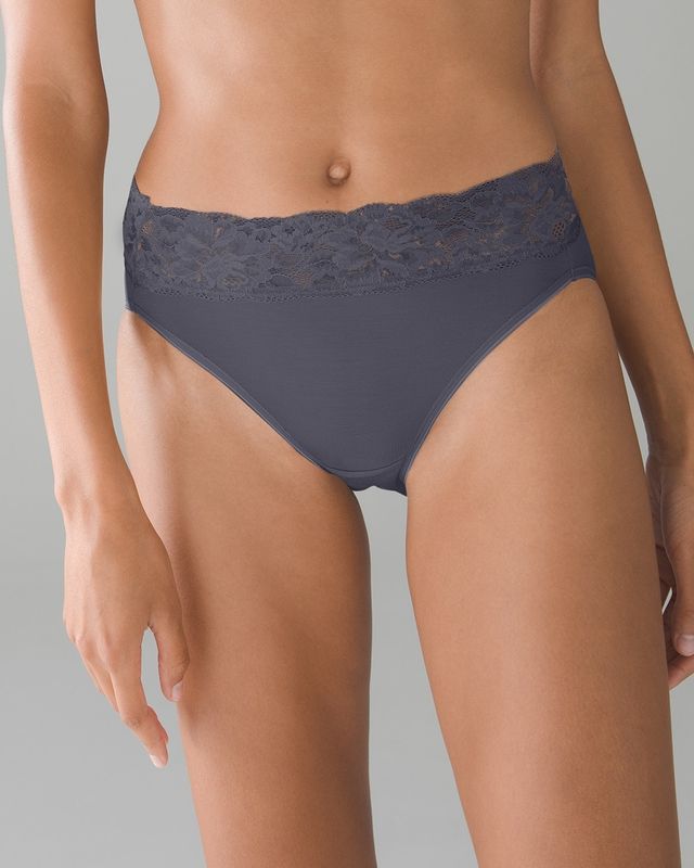 Soma Embraceable Super Soft Signature Lace High-Leg Brief, Gray Ink