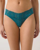 Soma Embraceable Signature All-Over Lace Thong, Green, size S