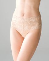 Soma Embraceable Signature All-Over Lace Retro Thong, Nude