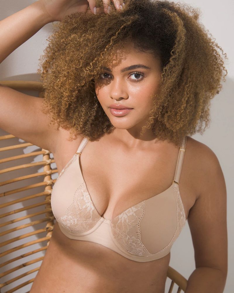 Soma Embraceable Signature Lace Perfect Coverage Bra, Warm Amber