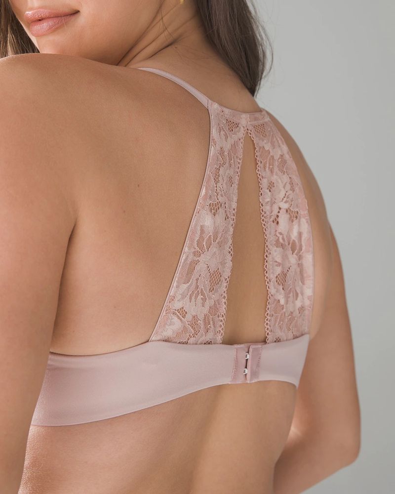 Soma Embraceable Signature Lace Perfect Coverage Racerback Bra, Pink