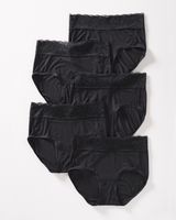 Soma Embraceable Super Soft Signature Lace Brief 5 Pack, BLACK MULTI PACK, Size L