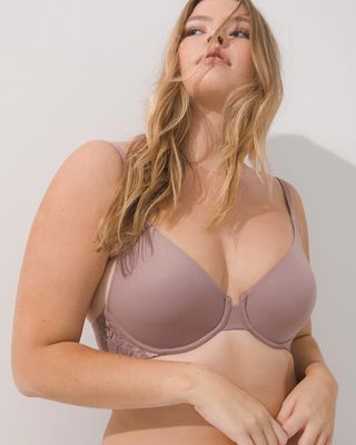 Soma Embraceable Signature Lace Unlined Perfect Coverage Bra, French Mauve