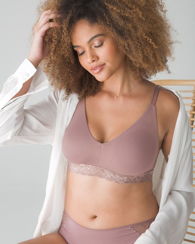 Soma Embraceable Signature Unlined Wireless Bra, French Mauve